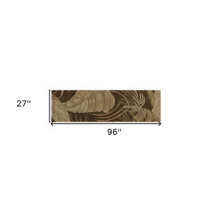 HomeRoots 5' Hand-Tufted Wool Area Rug with Brown and Beige Botanical Leaves – Artisanal Comfort for Every Room 8' Runner 352477