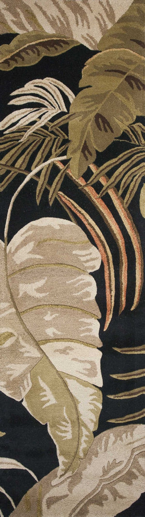 HomeRoots 5' Elegant Hand-Tufted Wool Area Rug with Botanical Leaves Design for Cozy Living Spaces and Style 8' Runner 352478