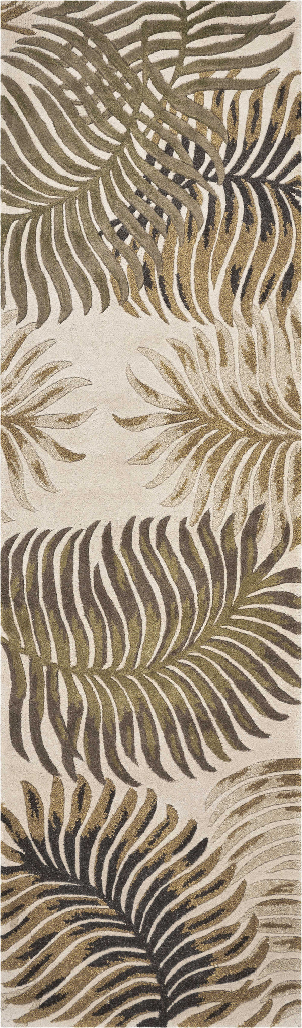 Homeroots 2' X 8' Natural Fern Leaves Wool Runner Rug  Wool 352480
