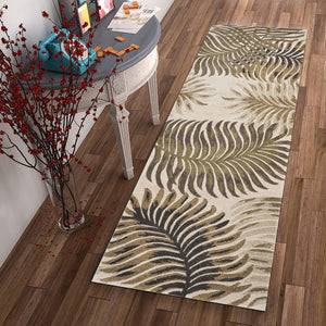 Homeroots 2' X 8' Natural Fern Leaves Wool Runner Rug  Wool 352480