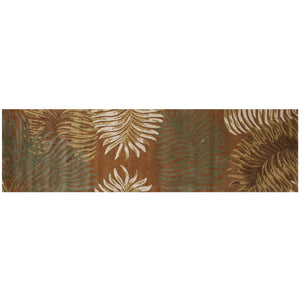 Homeroots 8' Rust Orange Hand Tufted Tropical Leaves Indoor Runner Rug  Wool 352481