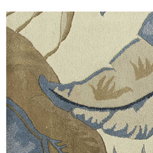 HomeRoots 5' Tropical Botanical Wool Area Rug in Ivory, Blue & Brown - Hand-Tufted Coastal Charm for Any Room 8' Runner 352482