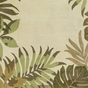 HomeRoots 5' Hand-Tufted Wool Area Rug with Elegant Ivory and Green Botanical Design for Cozy Interiors 8' Runner 352485