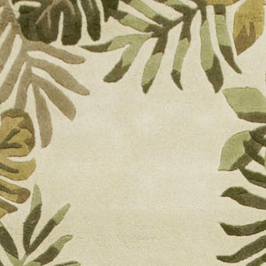 HomeRoots 5' Hand-Tufted Wool Area Rug with Elegant Ivory and Green Botanical Design for Cozy Interiors 8' Runner 352485