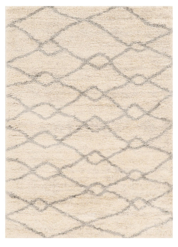 HomeRoots 5' Elegant Ivory and Gray Chain Area Rug - Durable, Stain-Resistant Design for Modern Spaces 5' X 8' 352488