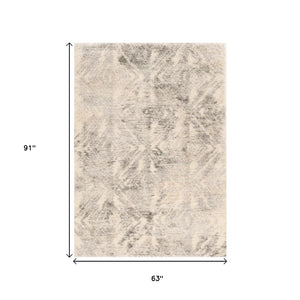 HomeRoots 7' Modern Gray and Ivory Diamond Area Rug - Durable, Stylish Design for Any Decor Style, 94" x 118" 5' X 8' 352491