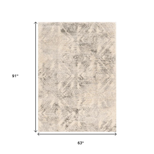 HomeRoots 7' Modern Gray and Ivory Diamond Area Rug - Durable, Stylish Design for Any Decor Style, 94" x 118" 5' X 8' 352491