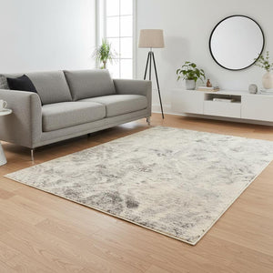 HomeRoots 7' Modern Gray and Ivory Diamond Area Rug - Durable, Stylish Design for Any Decor Style, 94" x 118" 5' X 8' 352491