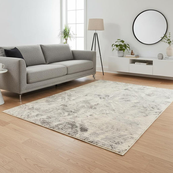 HomeRoots 7' Modern Gray and Ivory Diamond Area Rug - Durable, Stylish Design for Any Decor Style, 94" x 118" 5' X 8' 352491