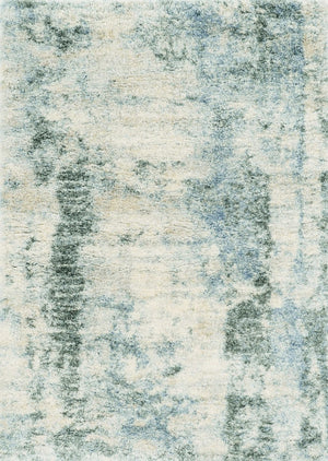 HomeRoots 5' Stylish Ivory and Blue Abstract Area Rug - Modern Elegance, Durable, Easy Care for Busy Homes 5" x 8" 352492