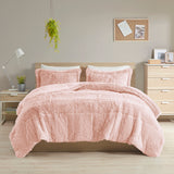 Intelligent Design Malea Glam/Luxury Shaggy Long Fur Comforter Mini Set ID10-1823 Blush