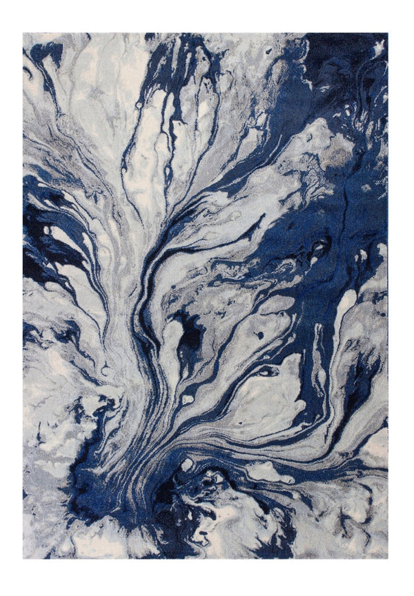 HomeRoots 7' Modern Abstract Area Rug in Blue-Gray and Ivory - Durable, Easy-Clean Design for Any Space 5' X 8' 352503