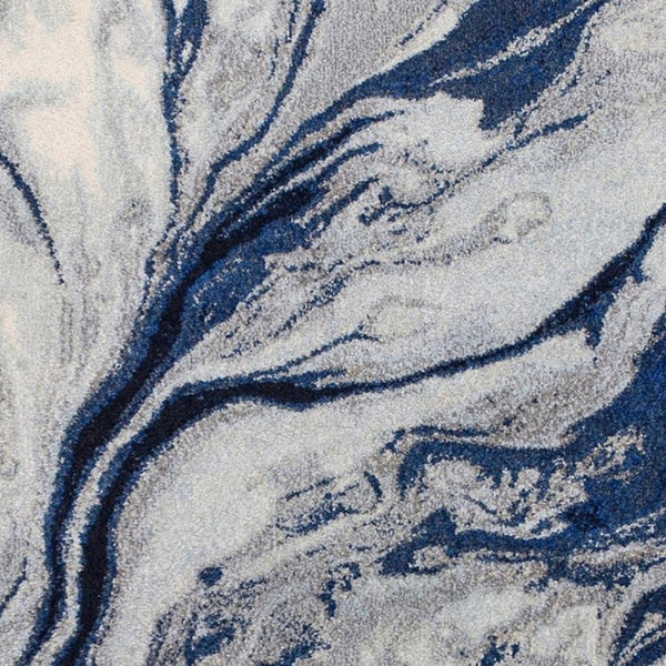HomeRoots 7' Modern Abstract Area Rug in Blue-Gray and Ivory - Durable, Easy-Clean Design for Any Space 5' X 8' 352503