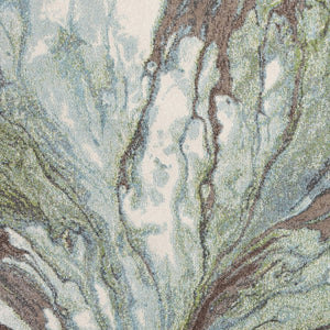 HomeRoots 7' Abstract Area Rug in Calming Green & Brown Tones - Durable, Stylish, Perfect for High-Traffic Spaces 5' X 8' 352505