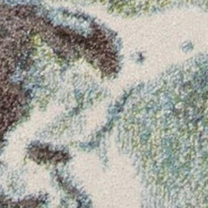 HomeRoots 7' Abstract Area Rug in Calming Green & Brown Tones - Durable, Stylish, Perfect for High-Traffic Spaces 5' X 8' 352505