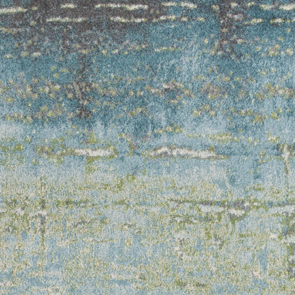 HomeRoots 7' Modern Abstract Area Rug in Blue and Green - Soft, Durable, Stain-Resistant for High-Traffic Areas 5' X 8' 352507