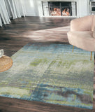 Homeroots 5' X 8' Blue Or Green Abstract Indoor Area Rug  Polypropylene 352507