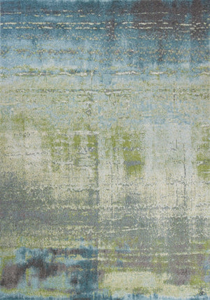 HomeRoots 7' Modern Abstract Area Rug in Blue and Green - Soft, Durable, Stain-Resistant for High-Traffic Areas 5' X 8' 352507