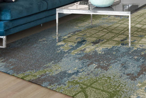 HomeRoots 8' Contemporary Green Blue Abstract Area Rug - Durable Machine Woven Design for Modern Interiors 5' X 8' 352508
