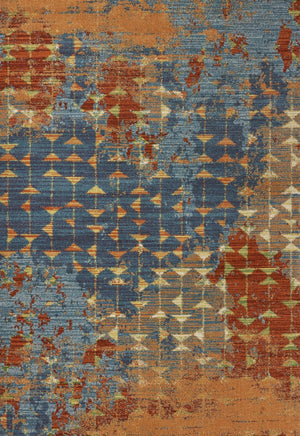 HomeRoots 7' Bold Blue, Red & Orange Abstract Area Rug - Durable, Stylish, Perfect for Modern Living Spaces 5' X 8' 352509