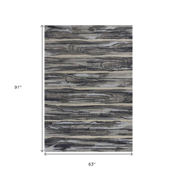 HomeRoots 8' Gray Blue and Black Abstract Area Rug - Modern Design, Durable, Soft, Perfect for Busy Homes 5' X 8' 352510