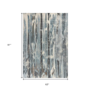 HomeRoots 7' Teal Blue & White Abstract Distressed Area Rug - Modern Style, Durable, Stain-Resistant & Easy Care 5' X 8' 352511