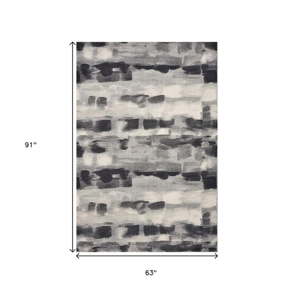 HomeRoots 8' Abstract Area Rug in Gray, Black & Ivory - Modern Design for Sophisticated Home Décor and Comfort 5' X 8' 352512