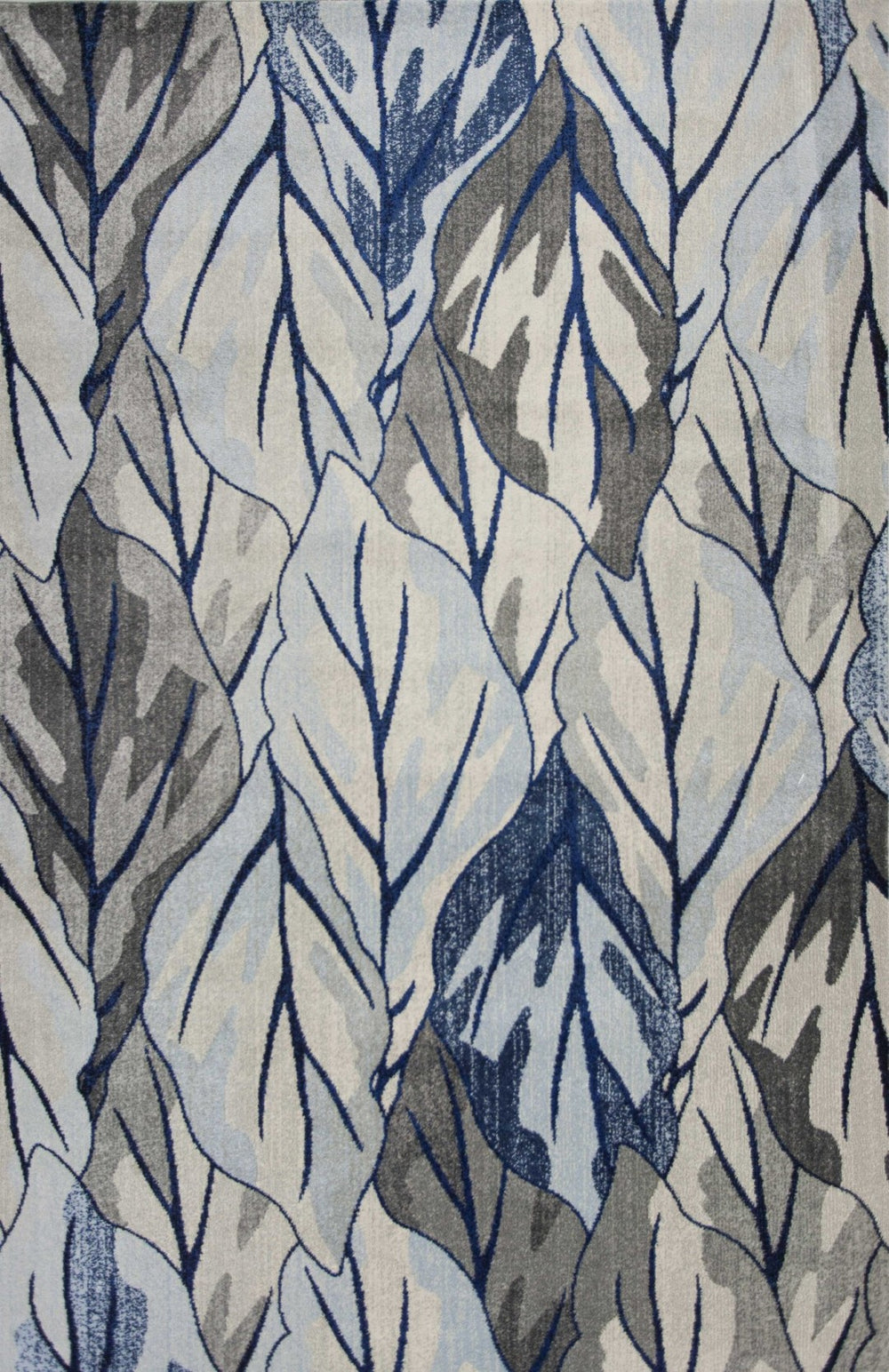 HomeRoots 8' Gray and Navy Blue Botanical Leaves Area Rug - Stylish, Durable, and Perfect for Any Room Decor 5' X 8' 352514