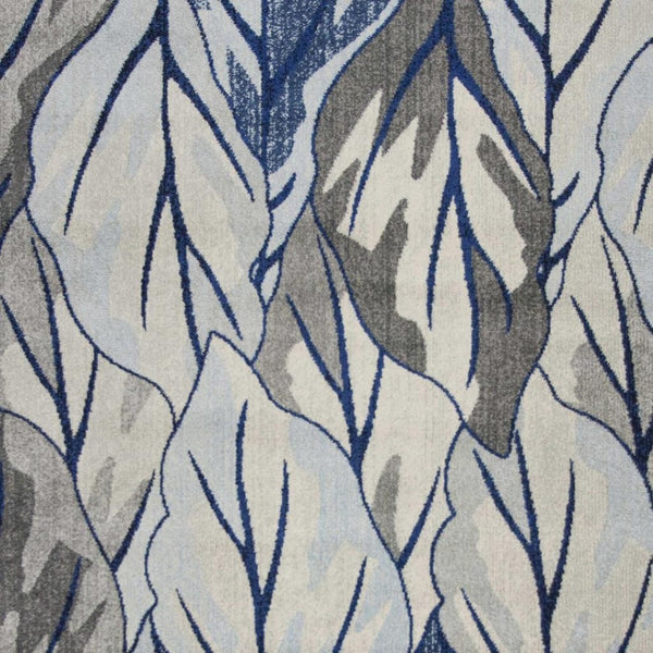 HomeRoots 8' Gray and Navy Blue Botanical Leaves Area Rug - Stylish, Durable, and Perfect for Any Room Decor 5' X 8' 352514