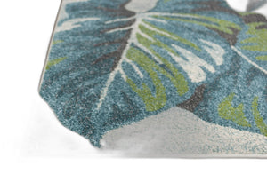HomeRoots 7' Tropical Botanical Area Rug in Beige, Teal & Green - Stylish, Durable, Perfect for Modern Spaces 5' X 8' 352515