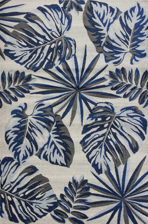 HomeRoots 8' Transform Your Space with a Blue and Gray Botanical Leaves Area Rug for Modern Elegance & Comfort 5' X 8' 352516