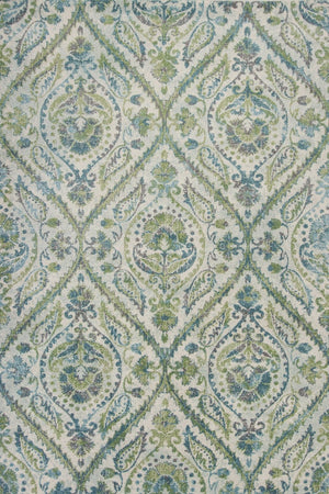 HomeRoots 7' Bold Green, Ivory & Teal Medallion Area Rug - Stylish, Durable, and Low-Maintenance for Any Room 5' X 8' 352517