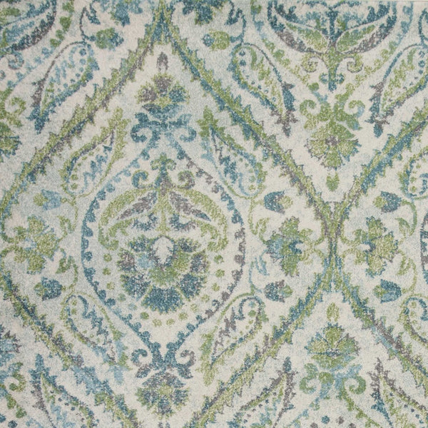 HomeRoots 7' Bold Green, Ivory & Teal Medallion Area Rug - Stylish, Durable, and Low-Maintenance for Any Room 5' X 8' 352517
