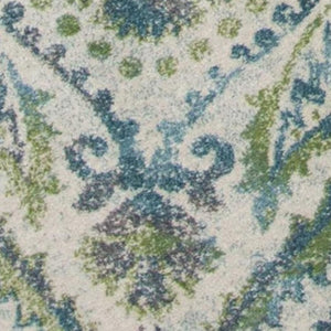 HomeRoots 7' Bold Green, Ivory & Teal Medallion Area Rug - Stylish, Durable, and Low-Maintenance for Any Room 5' X 8' 352517