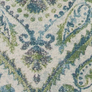 HomeRoots 7' Bold Green, Ivory & Teal Medallion Area Rug - Stylish, Durable, and Low-Maintenance for Any Room 5' X 8' 352517