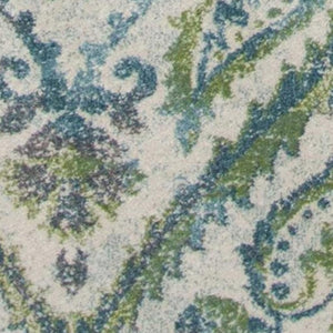 HomeRoots 7' Bold Green, Ivory & Teal Medallion Area Rug - Stylish, Durable, and Low-Maintenance for Any Room 5' X 8' 352517