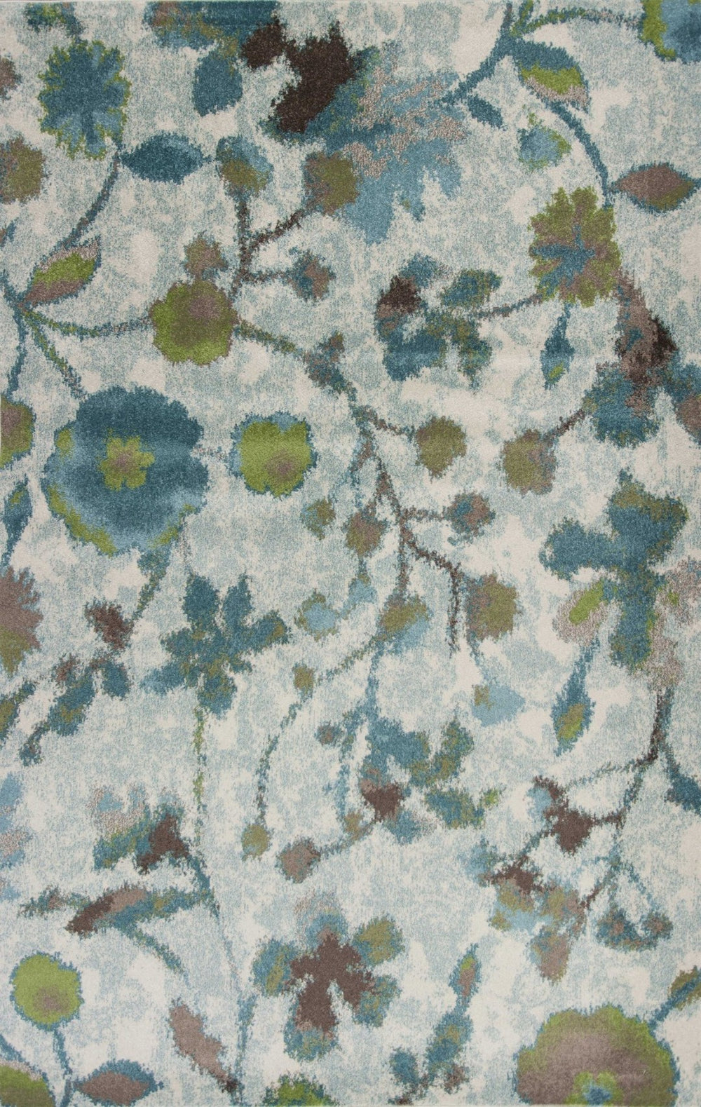 HomeRoots 8' Vibrant Teal Blue Floral Vines Area Rug - Durable, Stain-Resistant, Perfect for Homes with Kids & Pets 5' X 8' 352518