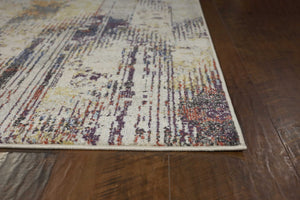 Homeroots 7' Round Champagne Abstract Indoor Area Rug  Polypropylene 352528