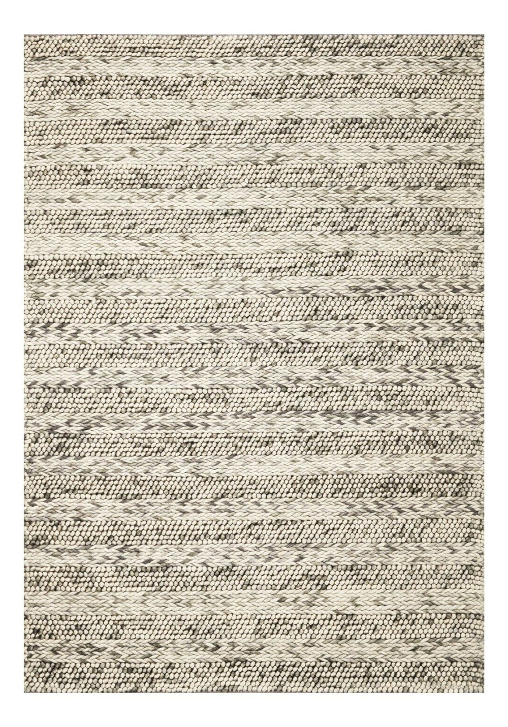 HomeRoots 5' Hand-Woven Gray and Ivory Wool Striped Area Rug for Timeless Elegance and Cozy Comfort 3' X 5' 352533
