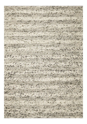HomeRoots 5' Hand-Woven Gray and Ivory Wool Striped Area Rug for Timeless Elegance and Cozy Comfort 3' X 5' 352533