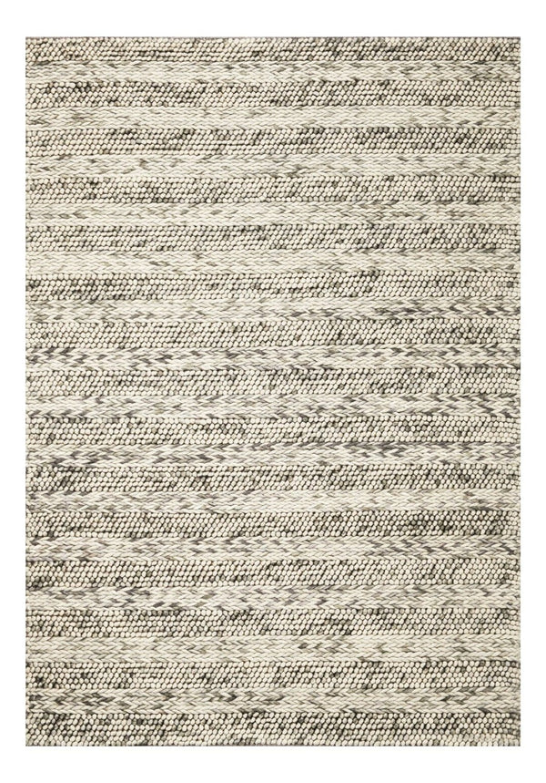 HomeRoots 5' Hand-Woven Gray and Ivory Wool Striped Area Rug for Timeless Elegance and Cozy Comfort 3' X 5' 352533