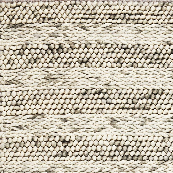 HomeRoots 5' Hand-Woven Gray and Ivory Wool Striped Area Rug for Timeless Elegance and Cozy Comfort 3' X 5' 352533