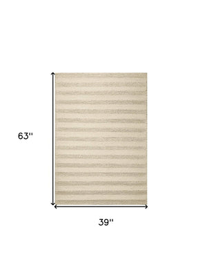 HomeRoots 5' Hand-Woven Ivory and White New Zealand Lambs Wool Area Rug for Stylish Home Décor and Comfort 3' X 5' 352534