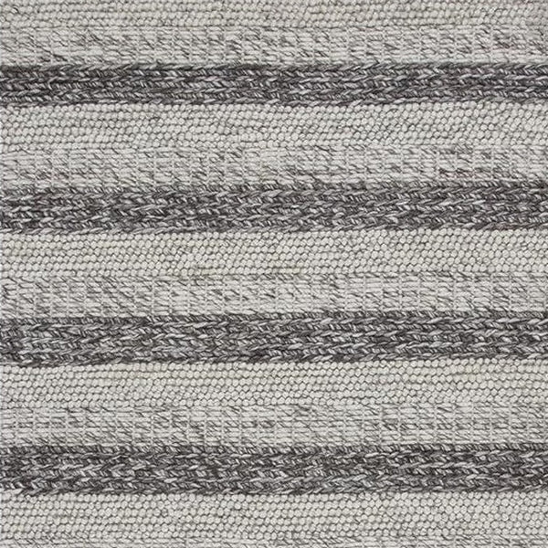 Homeroots 3' X 5' Grey White Hand Woven Knobby Stripes Indoor Area Rug  Wool 352536
