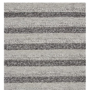 Homeroots 3' X 5' Grey White Hand Woven Knobby Stripes Indoor Area Rug  Wool 352536