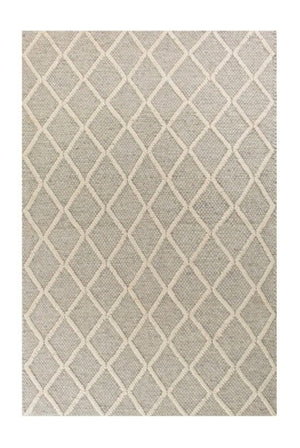 Homeroots 3' X 5' Grey Braided Diamonds Wool Indoor Area Rug  Wool 352537