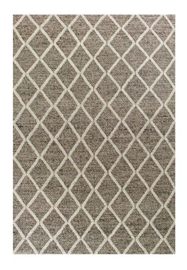 Homeroots 3' X 5' Dark Grey Hand Woven Diamond Pattern Indoor Area Rug  Wool 352538