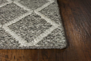 Homeroots 3' X 5' Dark Grey Hand Woven Diamond Pattern Indoor Area Rug  Wool 352538
