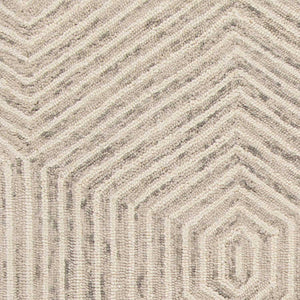 Homeroots 5' X 7' Ivory Geometric Hexagon Wool Indoor Area Rug  Wool 352547