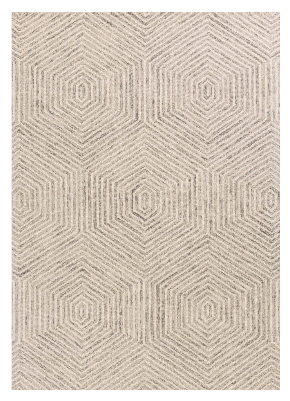 Homeroots 5' X 7' Ivory Geometric Hexagon Wool Indoor Area Rug  Wool 352547